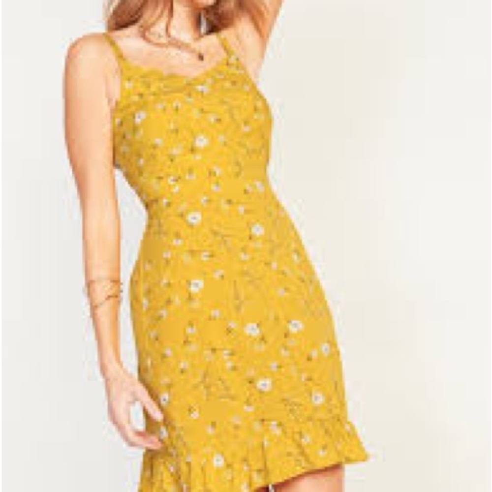 Old Navy - Ruffle Hem Yellow Cami Floral Mini Dress